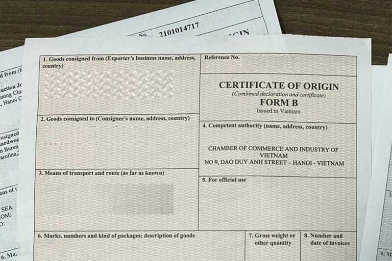 C/O Form B (Certificate of Origin Form B)
