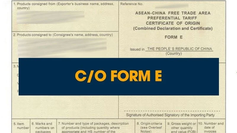 C/O Form E